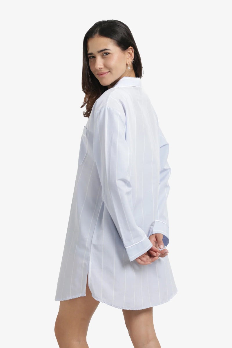 Carina Cozy Cotton Striped Nightgown - Image 4